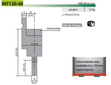 INT120-40 INTERMEDIATE H=120 W=53 L=150 Axes =20 mm