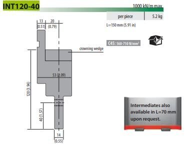 INT120-40 INTERMEDIATE H=120 W=53 L=150 Axes =20 mm