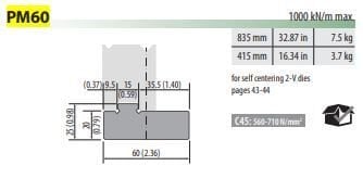 PM60 HIGH SLIDE DIE SUPPORT L=835mm