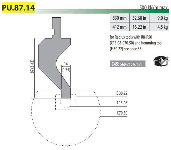 PU-87-14-C GOOSENECK RADIUS TOOL HOLDER ; L=412 MM