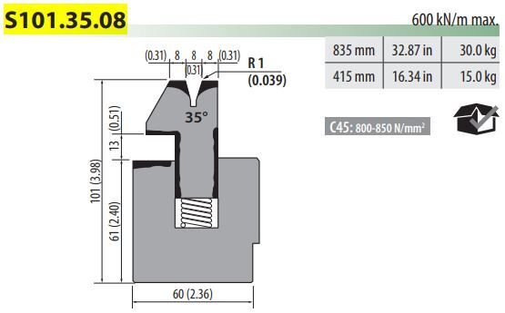 S135-26-08C ROLLERI (S135.26.08) ALT KALIP SETİ - V=8-26°-H=135-C45 L=415