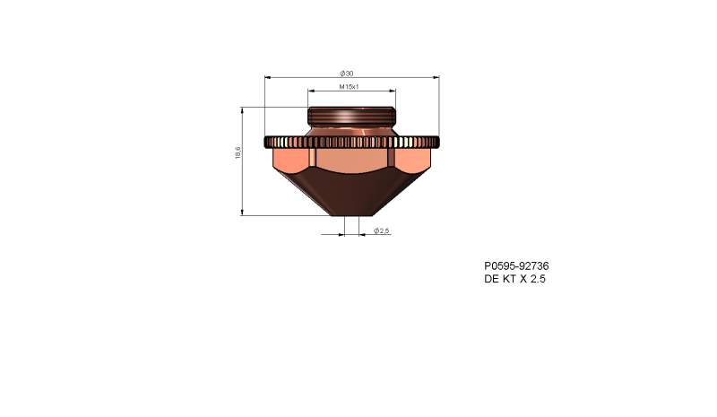 P0595-92736 - Nozzle electrode DE KT X 2.5
