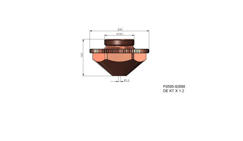 P0595-92688 - Nozzle electrode DE KT X 1.2