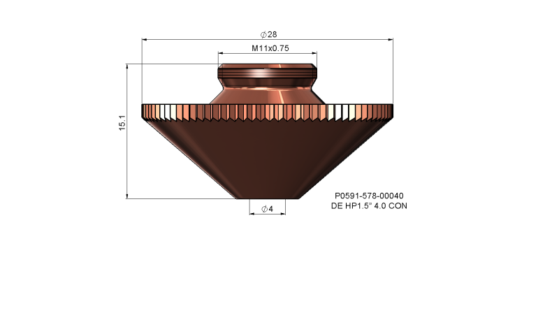P0591-578-00040 - Nozzle electrode DE HP1.5\'\' 4.0 CON