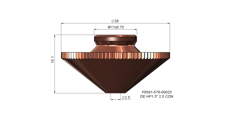 P0591-576-00025 - Nozzle electrode DE HP1.5\'\' 2.5 CON
