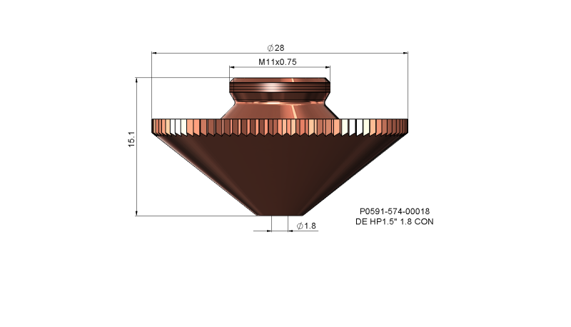 P0591-574-00018 - Nozzle electrode DE HP1.5\'\' 1.8 CON
