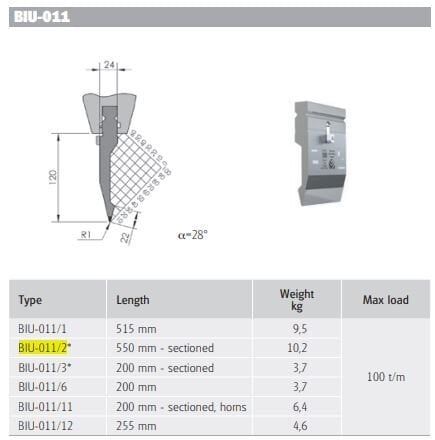 BIU-011/2 BIU-011/2 L=550mm SECTIONED