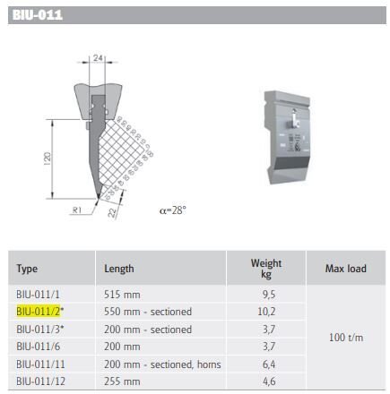 BIU-011/2 BIU-011/2 L=550mm SECTIONED