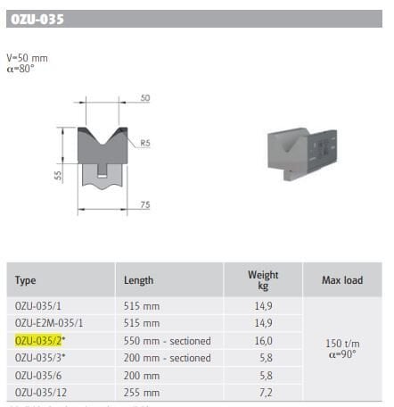 OZU-035/2 OZU-035/2 L=550mm (SECTİONED)