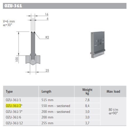 OZU-361/2 OZU-361/2 L=550mm SECTIONED
