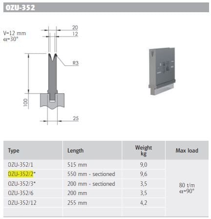 OZU-352/2 OZU-352/2 550 mm Segm. H100/30°/V=12