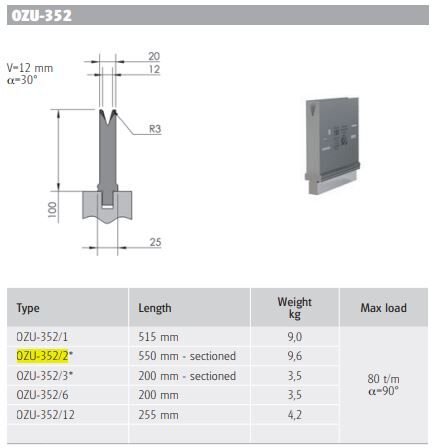 OZU-352/2 OZU-352/2 550 mm Segm. H100/30°/V=12