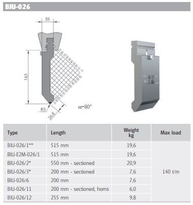 BIU-026/1 BIU-026/1 L=515mm (80°/R3)