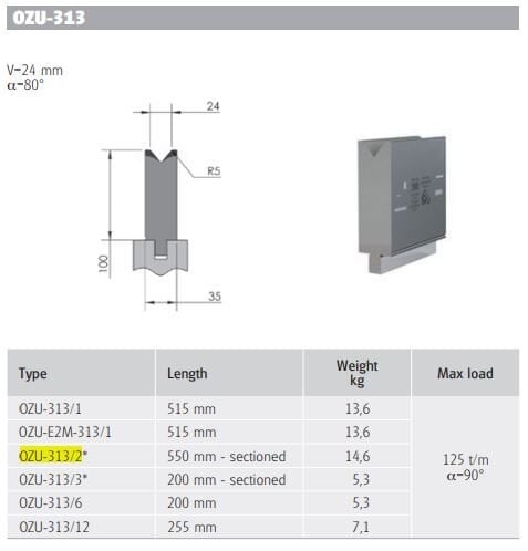 OZU-313/2 OZU-313/2 L=550mm SECTIONED