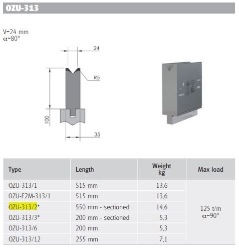 OZU-313/2 OZU-313/2 L=550mm SECTIONED