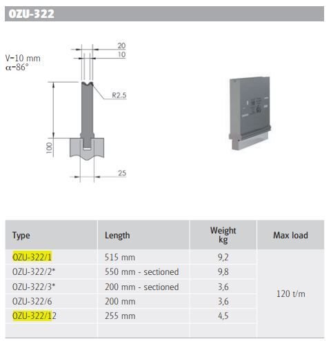 OZU-322/1 OZU-322/1 L=515 mm H100/86°/V=10