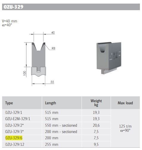 OZU-329/6 OZU-329/6 L=200mm H100/40°/V=40