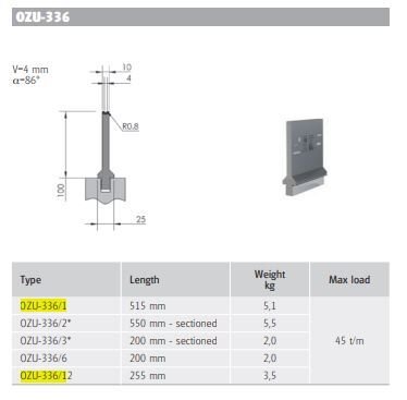 OZU-336/1 OZU-336/1 L=515 mm H100/86°/V=4