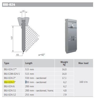 Wila Top Tool H163/60°/R3 L=200mm sectioned