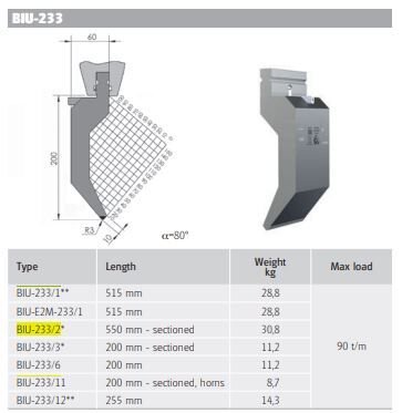 WİLA TOP TOOL H200/80°/R3 L=550MM SEC