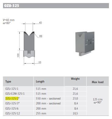 WILA DIE 80° V40 H100 L550 SEC