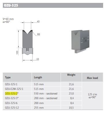 WILA DIE 80° V40 H100 L550 SEC