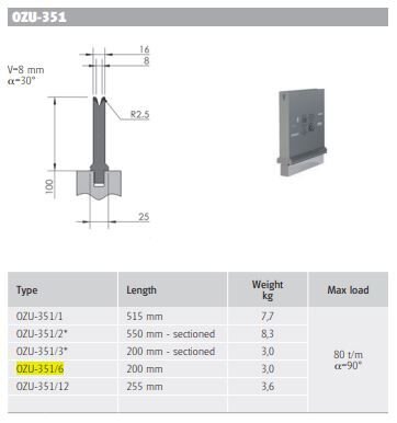 WILA DIE V=8 30° H=100 L=200