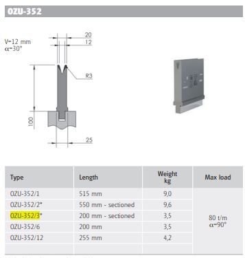 WILA SINGLE-V DIE V12 30° L200SEC