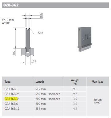 WILA SINGLE-V DIE V10 30° L200SEC