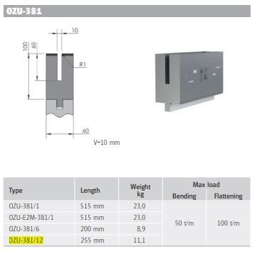 WILA HEMMING DIE U10 H100 L255