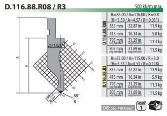 D116.88.R3 PUNCH 88° R=3 H=85 L=835