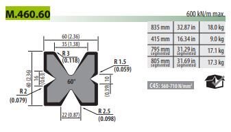 M460.60 4V DIE V=10-16-22-35 (60°) L=835 mm