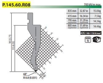 P145.60.R08 PUNCH 60° R=0,8 H=115 L=835