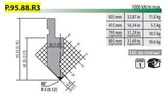 P95.88.R3 PUNCH 88° R=3 H=95,35 L=835 mm
