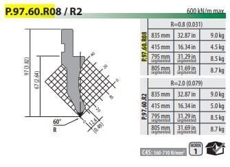 P97.60.R0.8 PUNCH 60° R=0,8 H=97 L=835