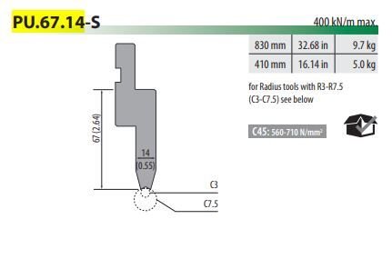 PU67.14.S SMALL RADIUS TOOLS HOLDER L=830 mm