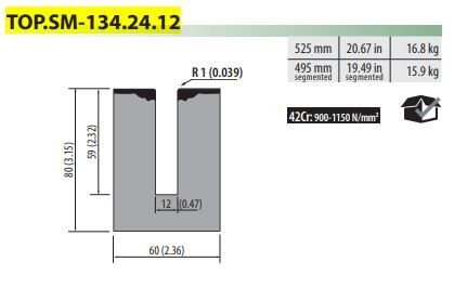 TOPSM.134.24.12 PUNCH 24°, R=0,6 L=525 (42CrMo4) (ÜST KALIP)