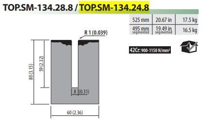 TOPSM.134.28.8 DIE MOVING DIE H=80mm,GROOVE=8 mm, L=525 mm