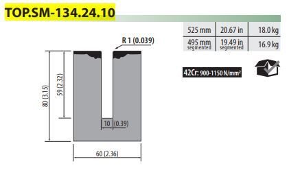 TOPSM.1342410 PUNCH 24°, R=0,6 L=525 (42CrMo4) (ALT KALIP)