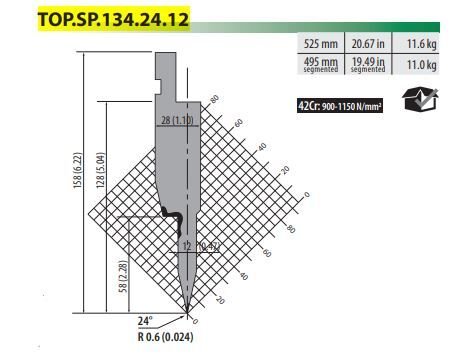 TOPSP.1342412 PUNCH 24°, R=0,6 L=525 (42CrMo4) (ÜST KALIP)