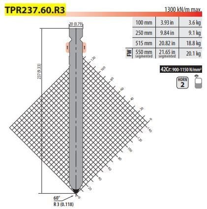 TPR237.60.R3 ROLLERI PUNCH 60° R3 H237 L200