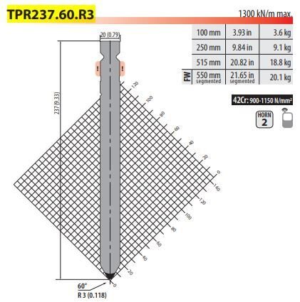 TPR237.60.R3 ROLLERI PUNCH 60° R3 H237 L200