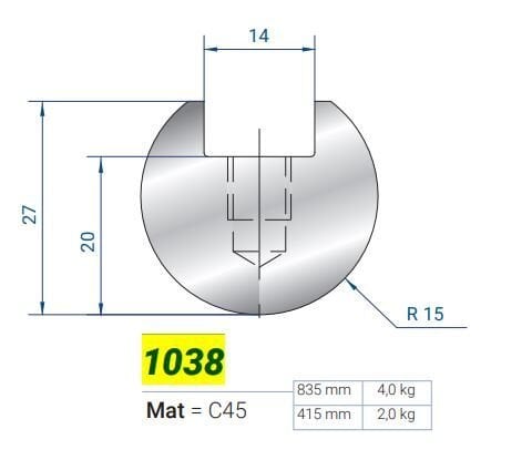 1038 x S İ L x ELEMENTO SEMİCİRC. R-15 L-835