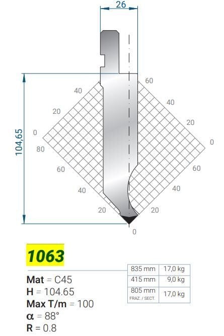 1063 1063 V88 R-0,8 H-104,65 L-835