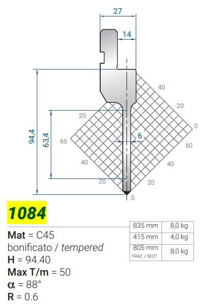 1084 x S İ L x LAMA a88° R-0,6 H-94,4 L-835