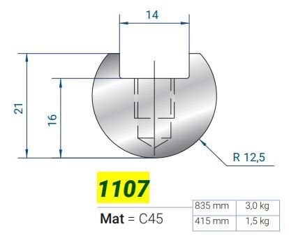 1107 ELEMENTO SEMİCİRC. R-12,5 L-835
