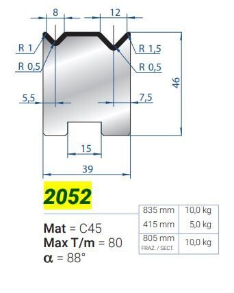 2052 L-835 MATRİCE 2V a88 8-12 nr