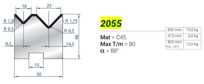 2055 2V AUTOCENTR. 88° 16-25 L=835