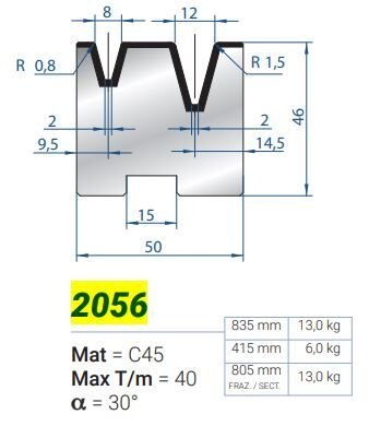 2056 MATRİCE 2V AUTOCENTR. 30° 8-12 L-83