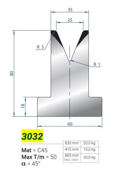 3032 MATRİCE aTVda 25a45° H-80 L-835